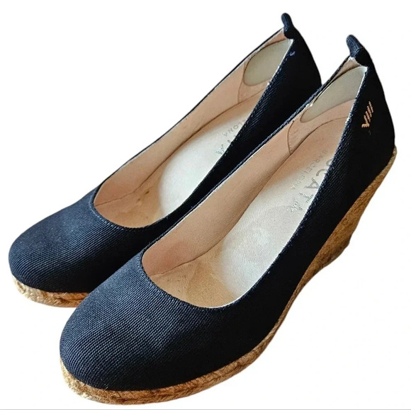 Viscata Barcelona Handmade Roses Espadrille Canvas Jute Wedges Black Size EU 40. - Picture 5 of 16